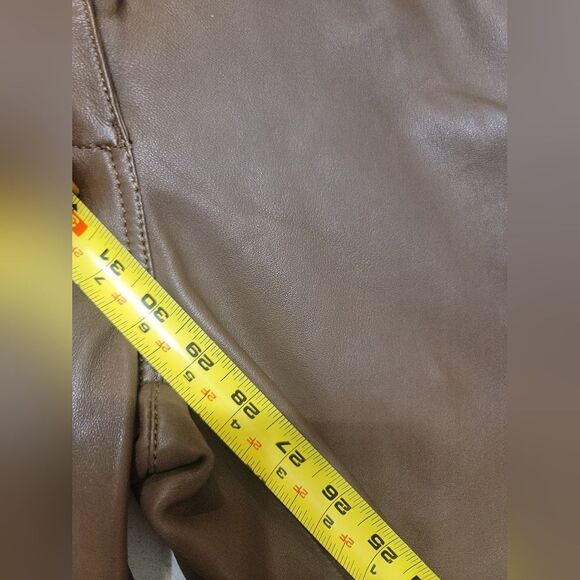 Women's Straight Leg Brown leather Pants - Picture 8 of 8